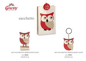 Kit Sacchetto Con Portafoto Gufo E Molletta 9x6,5x14 Cm 6*144
