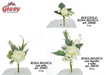 Rosa Bianca Con Bacche e Erbe 20 Cm 12*432