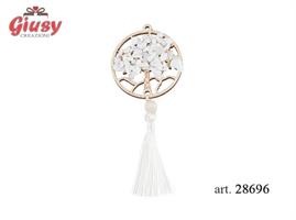 Ciondolo Albero Della Vita Bianco Con Nappa Avorio D.45 Mm 12*288