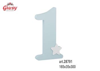 Numero 1 In Legno Azzurro 165x35x300 Mm 1*12