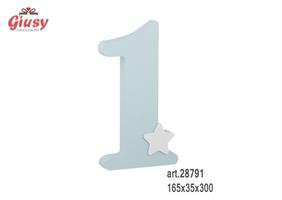 Numero 1 In Legno Azzurro 165x35x300 Mm 1*12