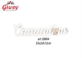 Scritta Comunione In Legno Bianco 55x30x120 Mm 1*12