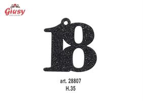 Decorazione 18 In Legno Con Glitter Nero h.35 Mm 12*1152