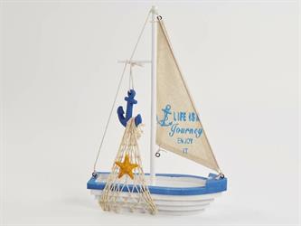 Barchetta In Legno Azzurra 31,5x7,5 Cm    1*1