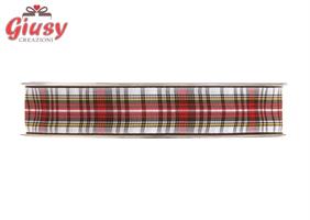 Nastro Tartan Scozzese Mm25x20Metri White/Red