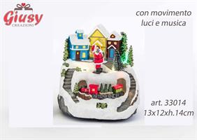 Paesaggio Natalizio Con Movimento Luci E Musica In Resina 2 Assortiti 13x12xh.14 Cm 2*24