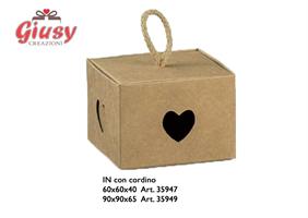 Scatola In Con Cordino Avana 9x9x6,5 Cm