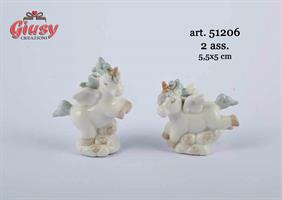 Unicorno In Porcellana Celeste 2 Soggetti Assortiti 5,5x5 Cm 6*144