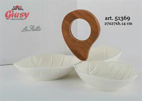 Antipastiera In Porcellana Con Foglia Con Astuccio 27x27xh.14 Cm 1*12