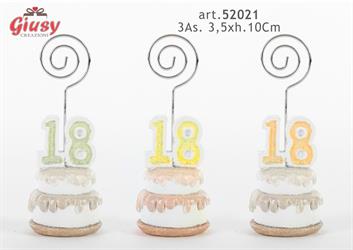 Segnaposto In Resina F/Torta 18 3ColoriAss. 3,5xh.10Cm 12*144