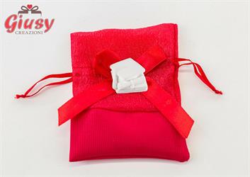 Sacchetto Raso Rosso Con Gessetto Tocco Laurea 10xh.12 Cm