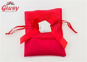Sacchetto Raso Rosso Con Gessetto Tocco Laurea 10xh.12 Cm