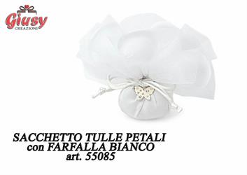 Sacchetto Tulle Petali Con Farfalla Bianco 12*480