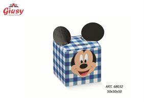 Porta Confetti Cubo Con Orecchie 5x5x5 Cm Colore Blu E Bianco 10*200