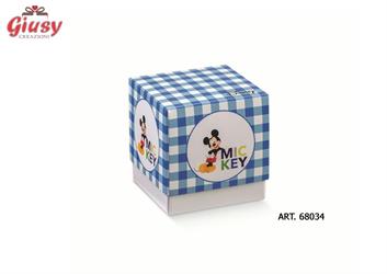 Porta Confetti Mickey Mouse 7x7x7 Cm Colore Blu E Bianco 10*200