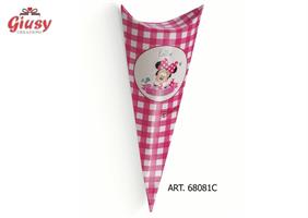 Cono Porta Confetti Minnie Colore Rosa E Bianco 10*200