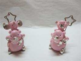 Animali In Resina Rosa Segnaposto 2 Soggetti Assortiti Cm  6,5