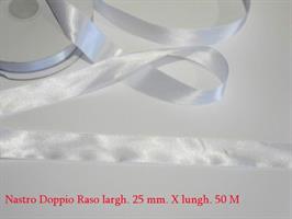 Nastro Doppio Raso Bianco 25mmx50m