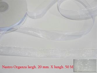 Nastro Organza Colore Bianco 20Mm X 50 Metri