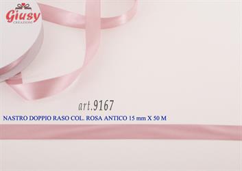 Nastro Doppio Raso Rosa Antico 15Mm x 50Mt 10*135