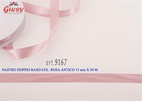 Nastro Doppio Raso Rosa Antico 15Mm x 50Mt 10*135