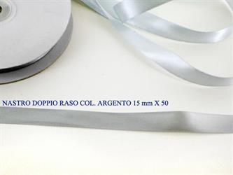 Nastro Doppio Raso Argento 15mmx50mt