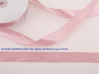 Nastro Doppio Raso Rosa Antico 25MmX50Metri