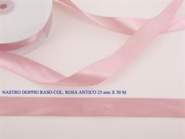 Nastro Doppio Raso Rosa Antico 25MmX50Metri