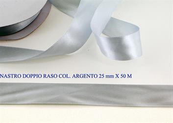 Nastro Doppio Raso Argento 25Mmx50 Metri