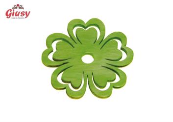 Fiore Medio In Legno Colore Verde 3,5x4 12PZ