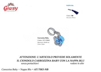 Ciondolo Carrozzina Baby Celeste Con Nappa Blu