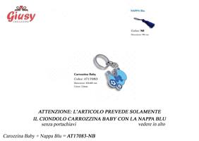 Ciondolo Carrozzina Baby Celeste Con Nappa Blu
