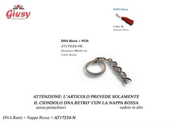 Ciondolo Dna Retrò Bronzo Con Nappina Rossa 88x34 Mm