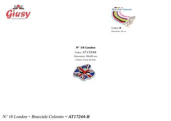 Bracciale Bianco, Rosso, Blu Con Ciondolo Mini 18 London 2x2 Cm