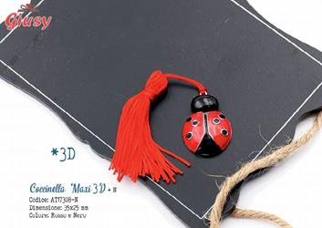 Coccinella Maxi In 3D Con Nappina Rossa 35x25Mm