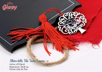 Albero Della Vita C/Tocco Laurea 39x38Mm C/Nappina Rossa