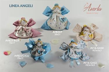Angelo Piccolo Celeste Su Fiocco Bicolore 18x13,5 Cm