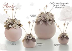 Profumatore Sfera Bisquit Cipria Con Magnolia 12x16 Cm Con Scatola Trofeo