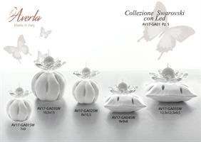 Led Portacandela Bulbo Grande Traforato Bianco Con Swarovski 10,5x13 Cm+Candela Completo Di Scatola Trofeo