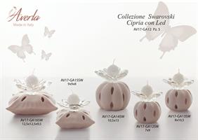 Led Portacandela Bulbo Medio Traforato Cipria Con Swarovski E Candela 8x10,5 Cm Completo Di Scatola Trofeo