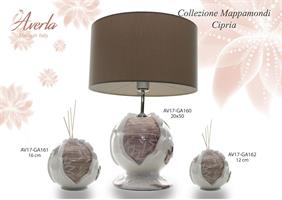 Lume Mappamondo Decorato Con Fiori Con Cilindro Grigio 20x50 Cm Completo Di Scatola