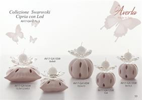 Cuscino Grande Traforato Cipria Con Led E Swarovski 12,5x12,5x14 Cm Completo Di Scatola Trofeo