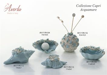 Conchiglia Marina Media Cm 11x8,5x5 Acquamarina Completo Di Scatola Trofeo