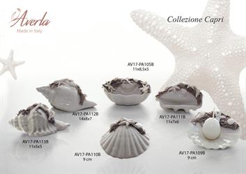 Piattino Conchiglia Piccolo Cm 8 Bianco E Tortora Con Candela Completo Di Scatola Trofeo
