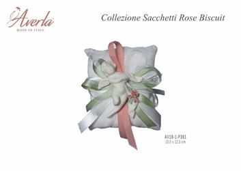 Cuscino Lino/Pizzo 10,5x12,5 Cm Con Angelo Fascia Fiori Colore Cipria