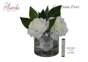 Cilindro Grande Con Rose Shabby Bianche D.10 Cm Completo Di Scatola Trofeo