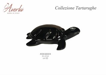 Tartaruga Marina Piccola Nera Con Led 14x12 Cm In Porcellana Di Capodimonte Completo Di Scatola Trofeo