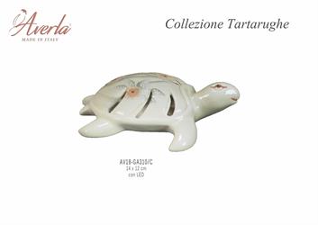 Tartaruga Marina Piccola Con Fiori Grigi Con Led 14x12 Cm In Porcellana Di Capodimonte Completo Di Scatola Trofeo