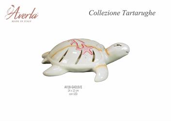Tartaruga Marina Piccola Cipria Tema Marino Con Led 14x12 Cm In Porcellana Di Capodimonte Completo Di Scatola Trofeo