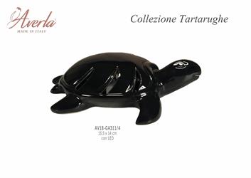 Tartaruga Marina Grande Nera Con Led 15,5x14 Cm In Porcellana Di Capodimonte Completo Di Scatola Trofeo